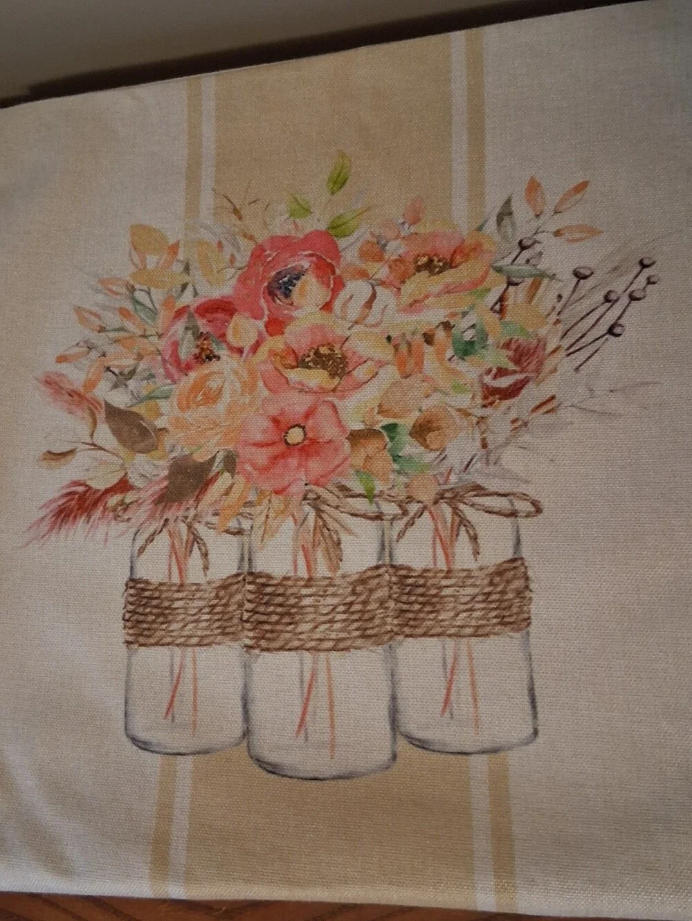Set of 4 Fall Pumpkin & Flowers Pillow Covers 18x18 Inch Canvas Autumn Decor